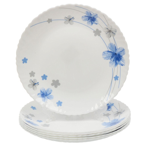 Тарелка обеденная, стеклокерам, 6 шт, 24 см, кругл, Вуаль, LHP95