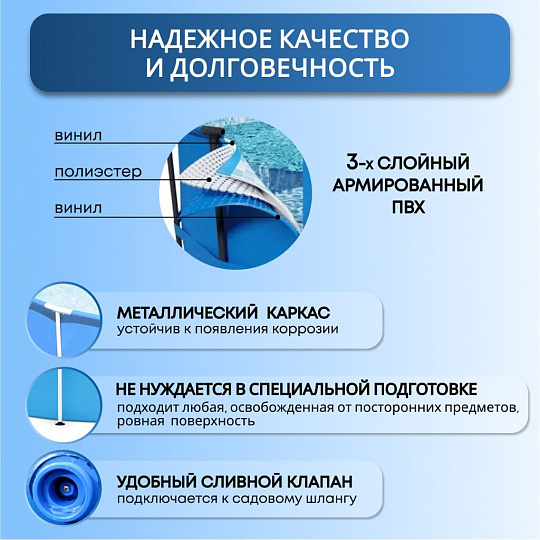 Бассейн каркасный Intex, 244х51 см, Metal Frame, 28205NP, 1828 л