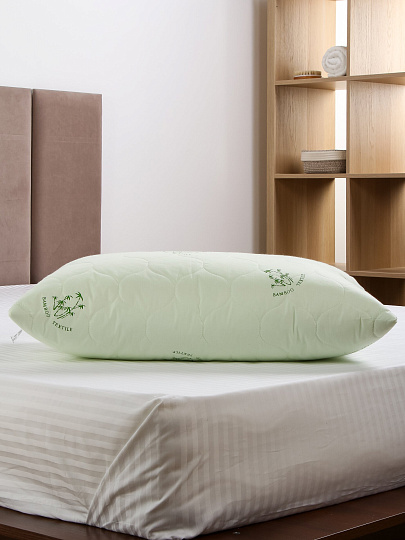 Подушка 50 х 70 см, лебяжий искусственный пух, Бамбук, тик, 100% хлопок, на молнии, Silvano, ПБ-57ЛП