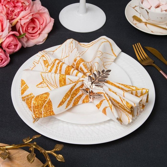 Набор столового текстиля 4 салфетки 46х46 см, 100% хлопок, Этель, Gold, золотой, 6534329