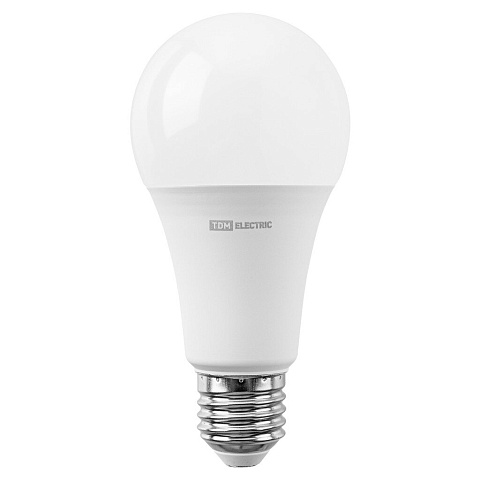 Лампа светодиодная E27, 25 Вт, 200 Вт, 230 В, груша, 4000 К, свет холодный белый, TDM Electric, А65