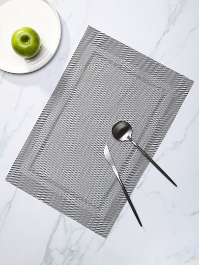 Набор салфеток полимер, 45х30 см, прямоуг, 4 шт, сер, Рамка, Y4-3319