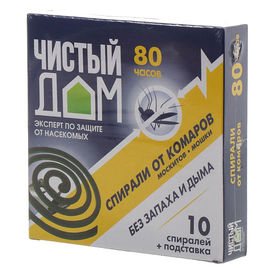 Репеллент от комаров, спираль, Чистый Дом, 10 шт, 02-076