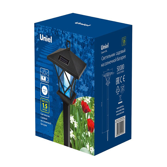 Фонарь садовый Uniel, Retro USL-S-185/PM1550, на солнечной батарее, наземный, пластик, 17х154 см
