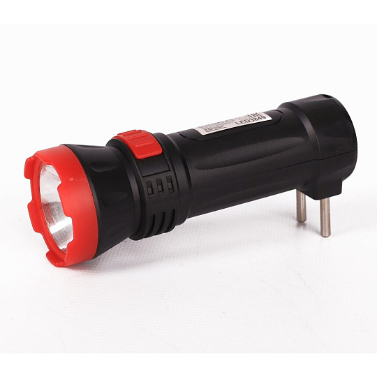 Фонарь ручной, встроенный аккумулятор, Ultraflash, LED3849, зарядка от сети 220 В, пластик, черный, 2 режима, 14931