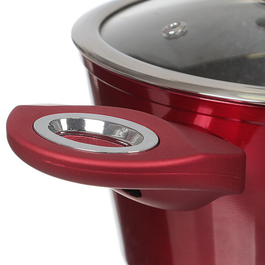 Набор посуды из алюминия Berlinger Haus Burgundy Metallic Line 1222-ВН (кастрюли с крышками, сковорода, сотейник, подставка), 5 предметов