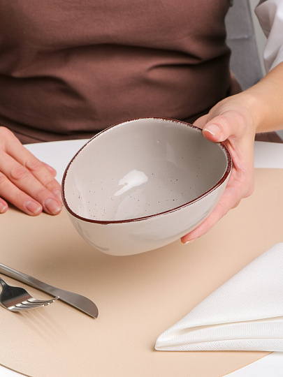 Салатник керамика, фигурный, 13 см, 0.3 л, Pollen, Daniks, SDC1345, капучино