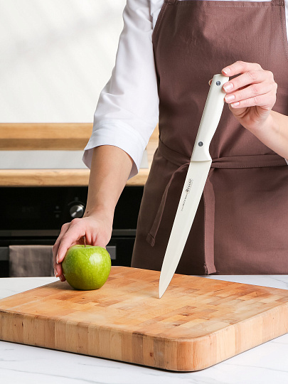 Нож Regent Inox, Becco Bianco, разделочный, нержавеющая сталь, 20.5 см, рукоятка пластик, 93-KN-BB-3