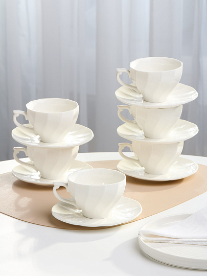 Набор чайный фарфор, 12 предметов, на 6 персон, 230 мл, Bonjart, ТМ Глория, 202522, подарочная упаковка