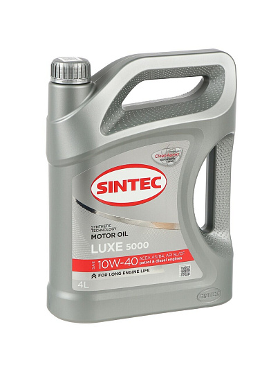 Масло моторное синтетическое, 10W40, Sintec, Luxe 5000, A3/B4 SN/CF, 4 л, 600232
