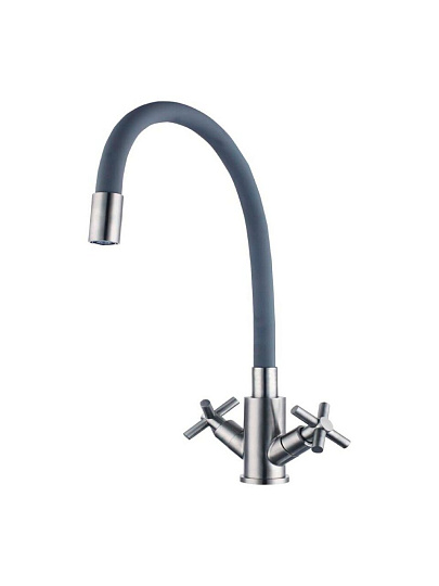 Смеситель для кухни, Stemix, гибкий излив, с кран-буксой, SUS 808-271F-1 GRAY