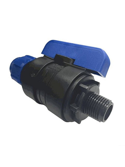 ПНД кран d20х3/4", наружная резьба, шаровой, цанга, Valfex