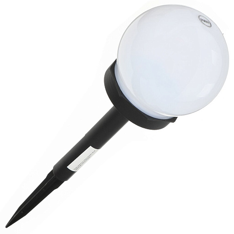 Фонарь садовый Белый шар, на солнечной батарее, грунтовый, пластик, 9х34 см