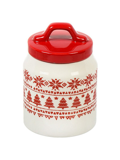 Банка для сыпучих продуктов, доломит, 0.55 л, 10х10х14 см, с крышкой, Daniks, Олени
