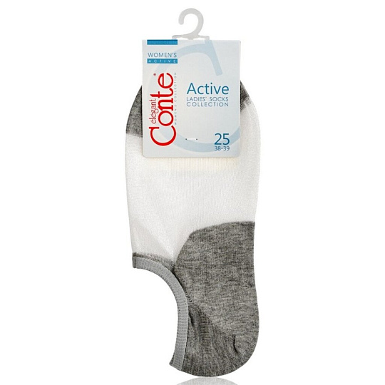 Носки для женщин, ультракороткие, хлопок, Conte, Active, 000, серые, р. 25, 18C-4CП