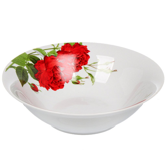 Салатник керамика, круглый, 20х5.5 см, 0.9 л, Алая роза, Daniks, 19-291#