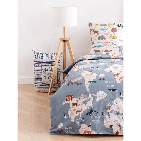 Постельное белье детское 1.5-спальное, простыня 150х214 см, 1 наволочка 70х70 см, пододеяльник 145х215 см, Твой стиль, поплин, Тинейджер 10223/1