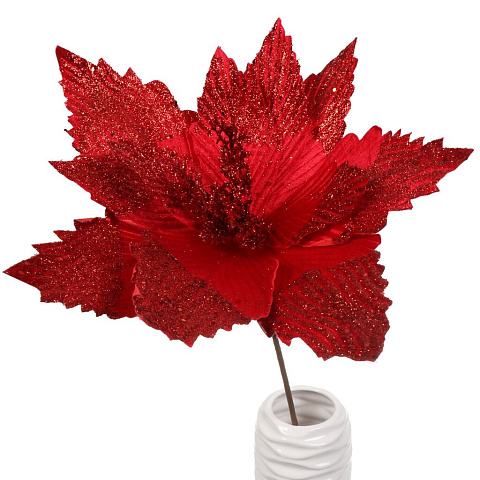 Цветок искусственный декоративный 50 см, красный, Пуансеттия, Y4-4177