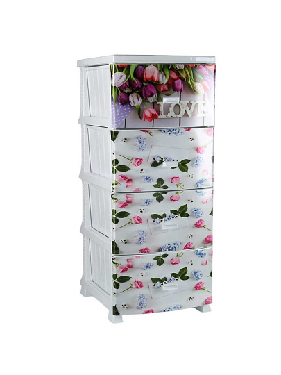 Комод 4 ящика, Весна, 38х47х98 см, белый, РП-451, Росспласт