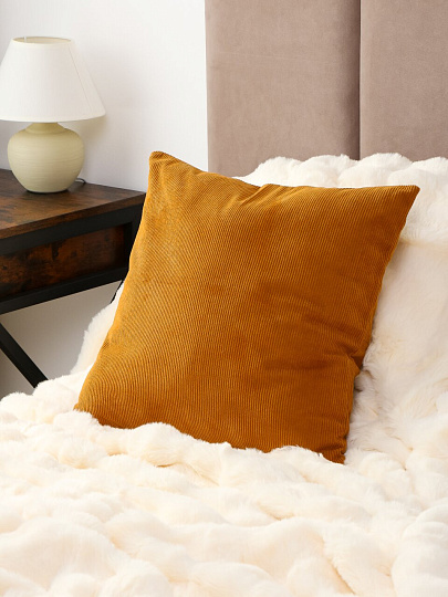 Наволочка декоративная Велюр, 100% полиэстер, 45 х 45 см, горчица, A130033