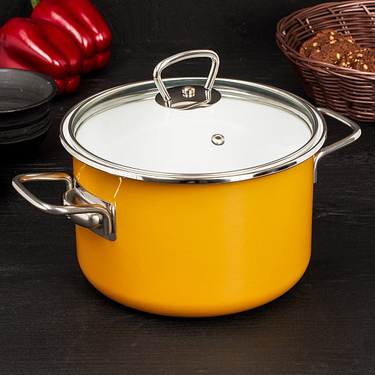Кастрюля эмалированная Vitross Mustard 9SD185S горчица, 3 л