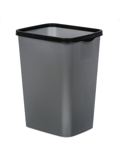 Контейнер для мусора пластик, 20 л, прямоугольный, с фиксатором, серый металлик, черный, Violet, Tandem, 842258