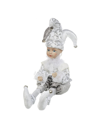 Фигурка декоративная Шут, 45 см, заводная, серебряная, Y4-8443