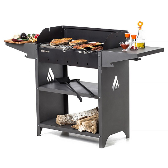Мангал 1332х600х394х895 мм, 2 мм, гриль, складные полки, Gratar, Standart Grill, FSG2000