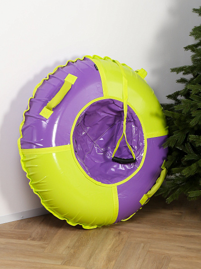Санки-ватрушка Nika, Фиолетово-лимонный, 95 см, 100 кг, с буксировочным тросом, с ручками, ТБ1К-95/ФЛ