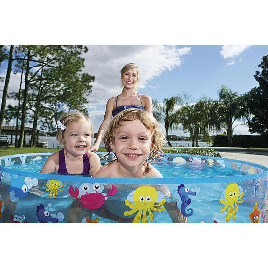 Бассейн с жестким бортом Bestway, 122х25 см, Fill 'N Fun Sparking Sea, 55028, 277 л