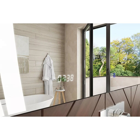 Зеркало часы, функция антизапотевания, сенсорный выключатель, 80х70х3 см, подсветка, VIGO, Elen Luxe 800