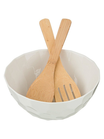 Салатник круглый, 21.5х10.5 см, с ложкой и вилкой, Native, 587-150