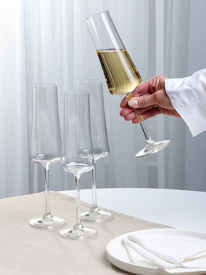 Бокал для шампанского, 210 мл, стекло, 4 шт, Bohemia, Экстра, 40862/210/4