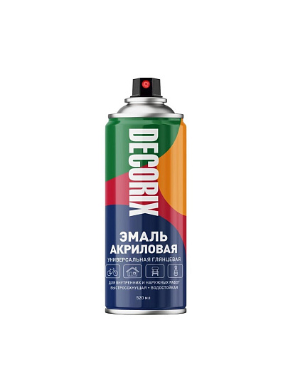 Эмаль аэрозольная, Decorix, универсальная, акриловая, глянцевая, белая, A21, 520 мл