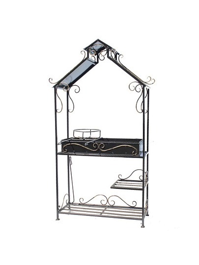 Мангал 1050х400х1950 мм, 3 мм, стационарный, крыша, кочерга, решетка, подставка под казан, Имение