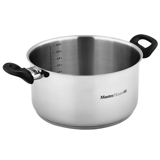 Кастрюля нержавеющая сталь, 6.9 л, крышка стекло, Master House, Глаза тигра F1, 60478, индукция