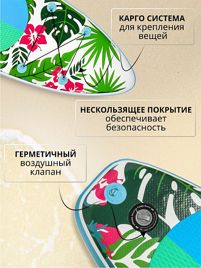 Сап борд надувной 335х86х15 см, двойной ПВХ, в сумке с насосом, веслом и лиш, 200 кг, W-1