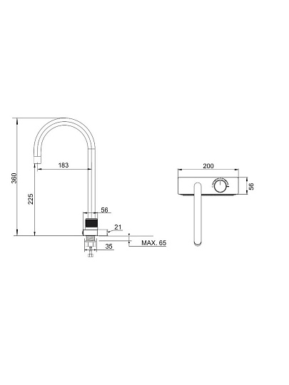Смеситель для кухни, РМС, с картриджем, SUS130PVD-017F