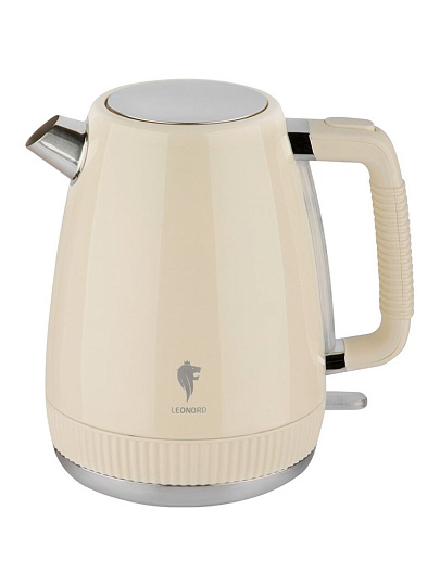 Чайник электрический Leonord, LE-1546, бежевый, 1.7 л, 2200 Вт, скрытый нагревательный элемент, нержавеющая сталь