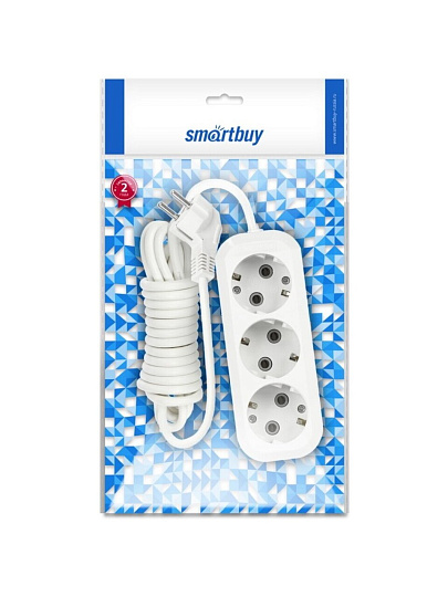 Удлинитель бытовой 3 гнезда, 3 м, ПВС, 3х1 мм², с заземлением, Smartbuy, SBE-16-3-03-Z