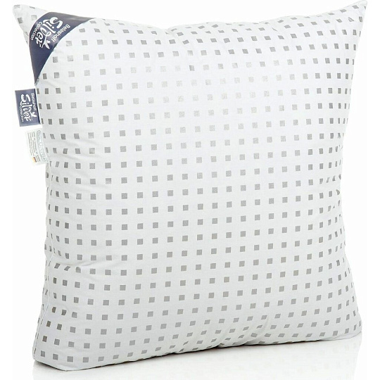 Подушка 68 х 68 см, перо + пух птичий, Silver, чехол 100% хлопок, кант, упругая, Belashoff, ПSП-1