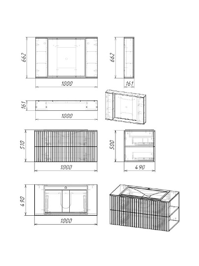 Тумба подвесная с 2 ящиками, 600х450х460, Бетон Арья, TOPPUS, 9711.027