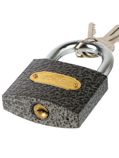 Замок навесной BARTEX чугунный 63мм Влагонепроницаемый, блистер, 3 ключа, 504662