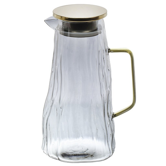 Кувшин стекло, 1.8 л, с крышкой, Мэджик, B050175, графит с золотом