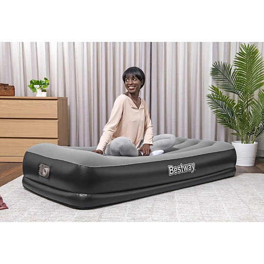 Кровать надувная Bestway, 191х97х36 см, 67723, насос встроенный, электрический, флокированная, с сумкой, 150 кг
