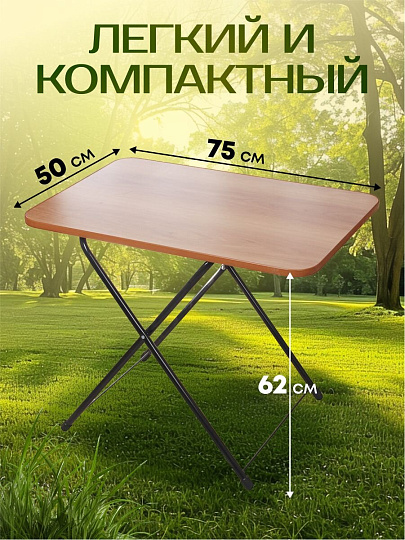 Стол складной металл, прямоугольный, 75х50х62 см, столешница ЛДСП, в ассортименте, Nika, Туристический