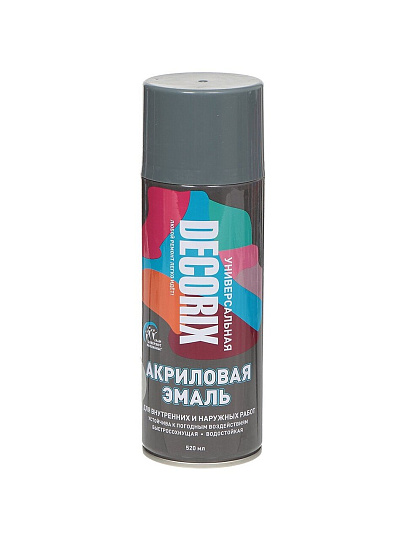 Эмаль аэрозольная, Decorix, универсальная, акриловая, глянцевая, серая, A22, 520 мл