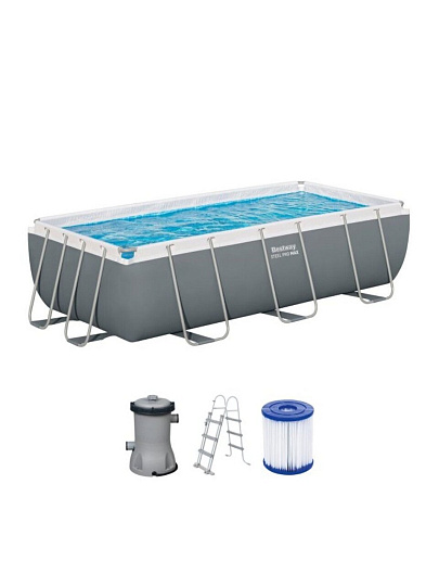 Бассейн каркасный Bestway, 404х201х100 см, Power Steel Rectangular, 56441, фильтр-насос, лестница, 6478 л