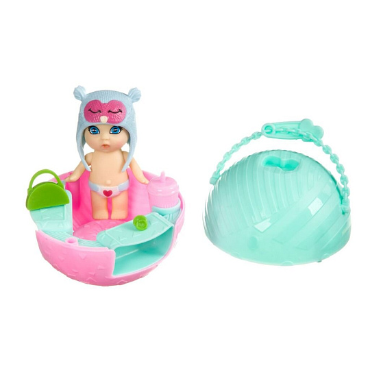 Куколка Bondibon, Oly в шапочке-ушанке, 10х10х10 см, с животным и аксессуарами в шаре, ВВ3890