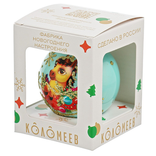 Елочный шар Лошадка новогодняя, 6.5 см, стекло, КУ-65-254016